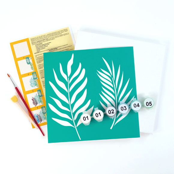 Набор нарисуй картину с трафаретом „Листья пальмы“ 20х20см ROSA START