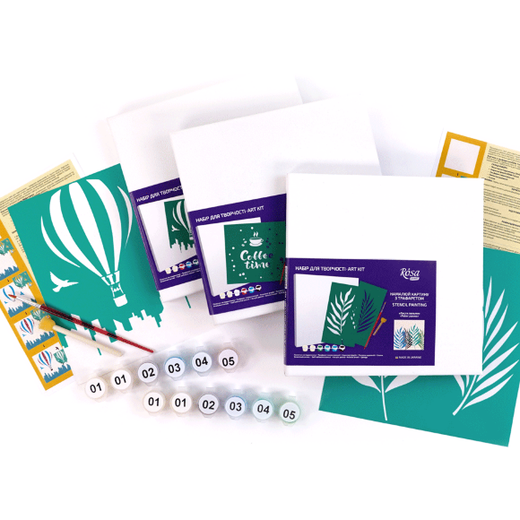 Набор нарисуй картину с трафаретом „Листья пальмы“ 20х20см ROSA START