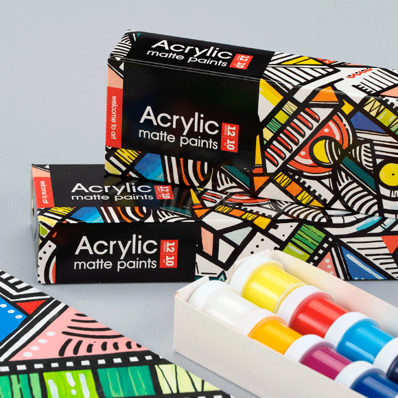 Набор акриловых красок Geometric матовый 12×10мл Arteo