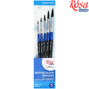 Набор кистей 8 белка круглая 5шт (№ 0,2,4,6,8) к.р. ROSA Studio
