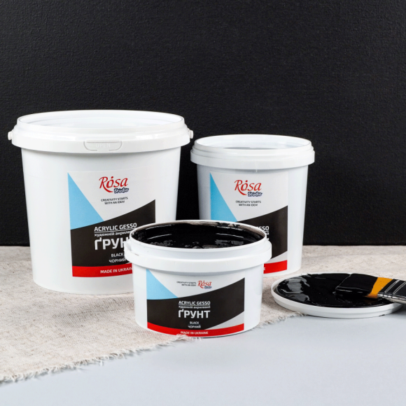 Грунт акриловий художній чорний 280мл ROSA Studio