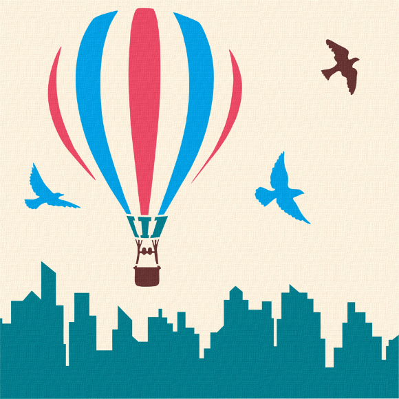 Набор нарисуй картину с трафаретом „Полет над городом“ 20х20см ROSA START