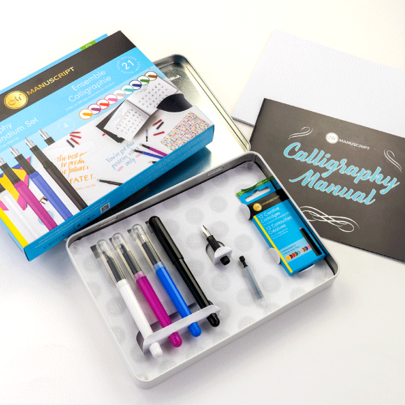 Набор для каллиграфии Calligraphy Compendium (4 ручки 5 пер 18 картриджей конвертер бумага) Manuscript