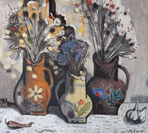 Painting Flowers in Pots, artist Volodymyr Nosan