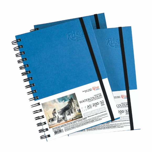 Блокнот для акварели на спирали Watercolor by Smiltanis А5 200г/м2 32 л бумага белая Голубой ROSA Studio Блокнот для акварели на спирали Watercolor by Smiltanis А5 200г/м2 32 л бумага белая Голубой ROSA Studio