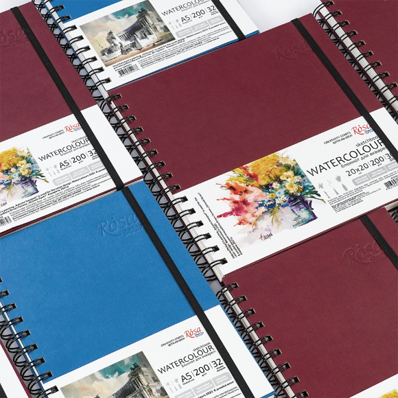 Блокнот для акварели на спирали Watercolor by Smiltanis А5 200г/м2 32 л бумага белая Голубой ROSA Studio Блокнот для акварели на спирали Watercolor by Smiltanis А5 200г/м2 32 л бумага белая Голубой ROSA Studio