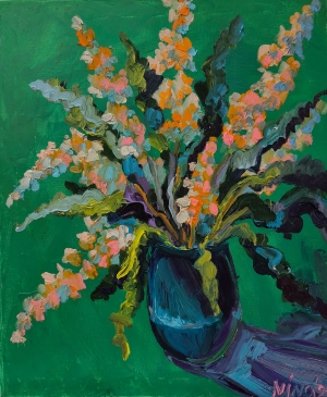 Painting Matthiola, artist Nina Lytvyn