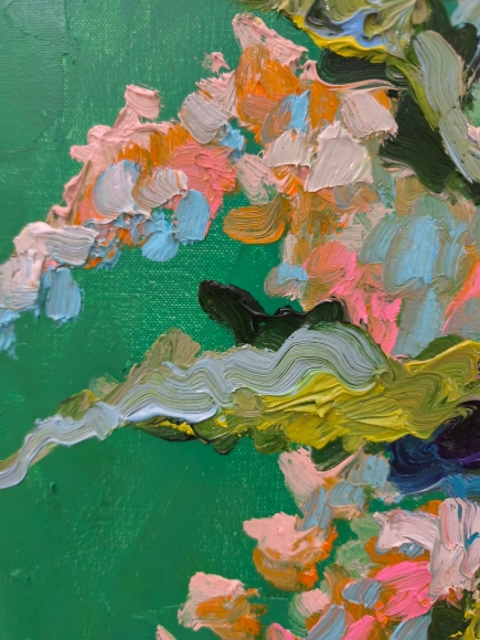 Painting Matthiola, artist Nina Lytvyn