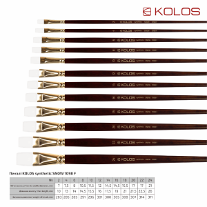 Кисть синтетика плоская Snow 1098F №2 длинная ручка KOLOS