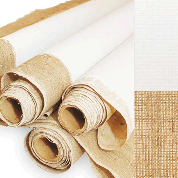 Полотно в рулоне шир.1,5м. лен акриловый грунт среднее зерно 500г/м² ROSA Полотно в рулоне шир.1,5м. лен акриловый грунт среднее зерно 500г/м² ROSA