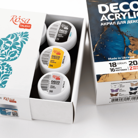 Набор акриловых красок для матовых и металлических декора 18×20 мл ROSA Talent Набор акриловых красок для матовых и металлических декора 18×20 мл ROSA Talent