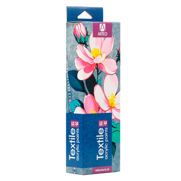 Набор акриловых красок для росписи тканей Flowers 12×10мл Arteo