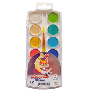 Набор акварельных красок 12 цв. пастельные с кистью Rudix