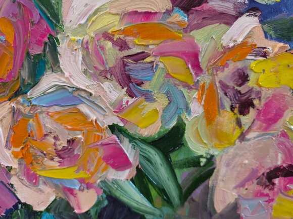 Painting Peonies 3, artist Nina Lytvyn