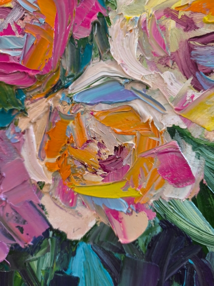 Painting Peonies 3, artist Nina Lytvyn