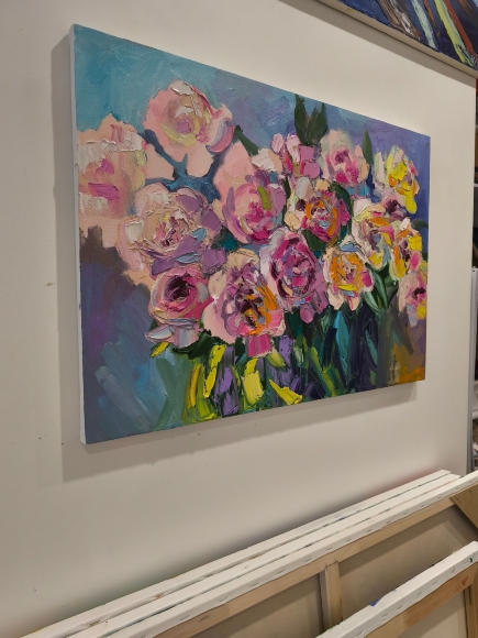 Painting Peonies 3, artist Nina Lytvyn