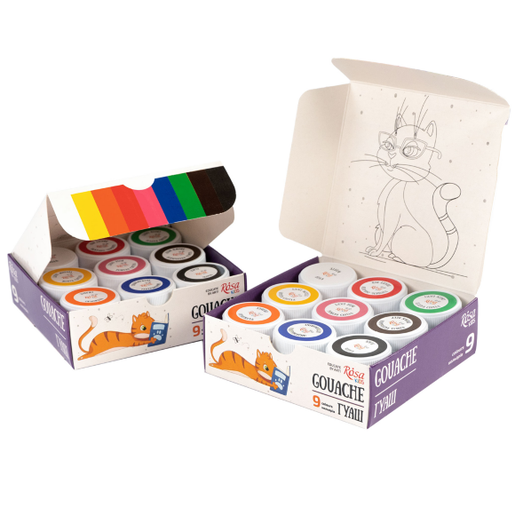 Набор красок гуашевых Cats 9×10мл ROSA Kids Набор красок гуашевых Cats 9×10мл ROSA Kids