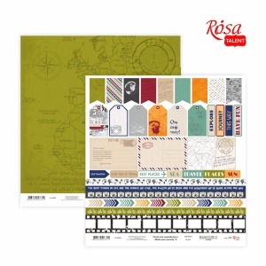 Бумага для скрапбукинга „Make your journey“ 6 двухсторонняя 30,48х30,48см 200г/м2 ROSA TALENT
