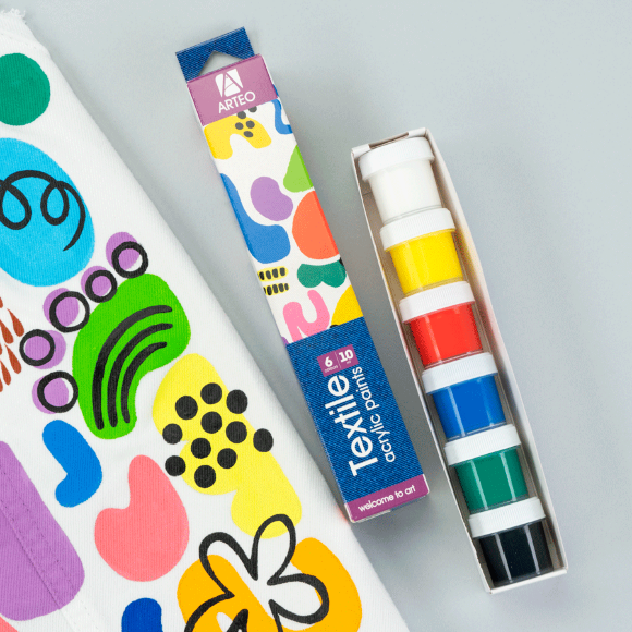 Набор акриловых красок для росписи тканей Colors 6×10мл Arteo