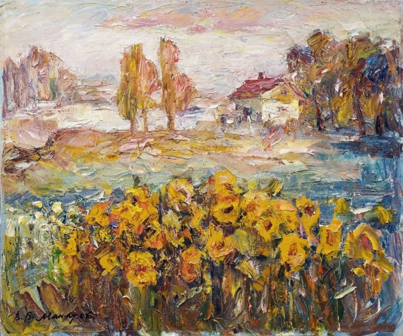 Painting Sunflowers, artist Makarov Viktor