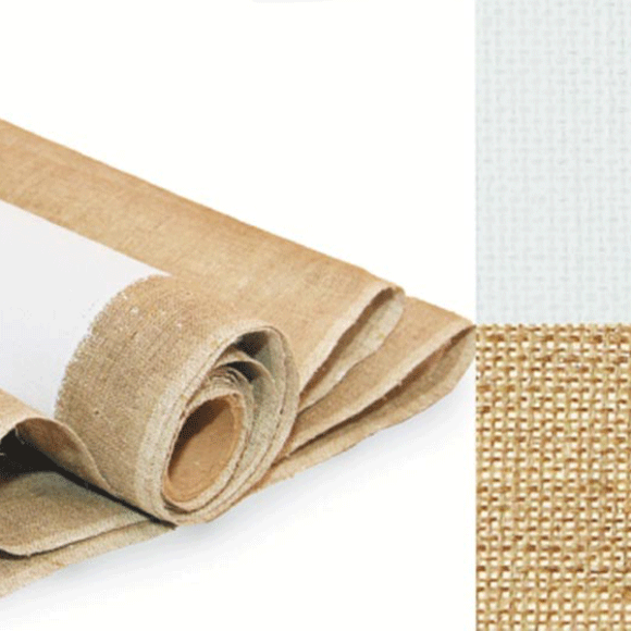 Полотно в рулоне шир.2м. лен акриловый грунт крупное зерно 690/м² ROSA