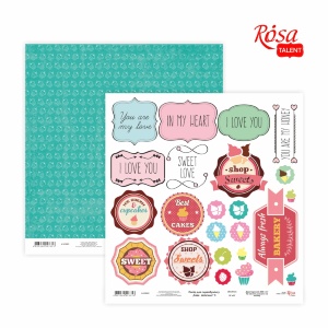 Бумага для скрапбукинга „Cake delicious“ 3 двухсторонняя 30,48х30,48см 200г/м2 ROSA TALENT
