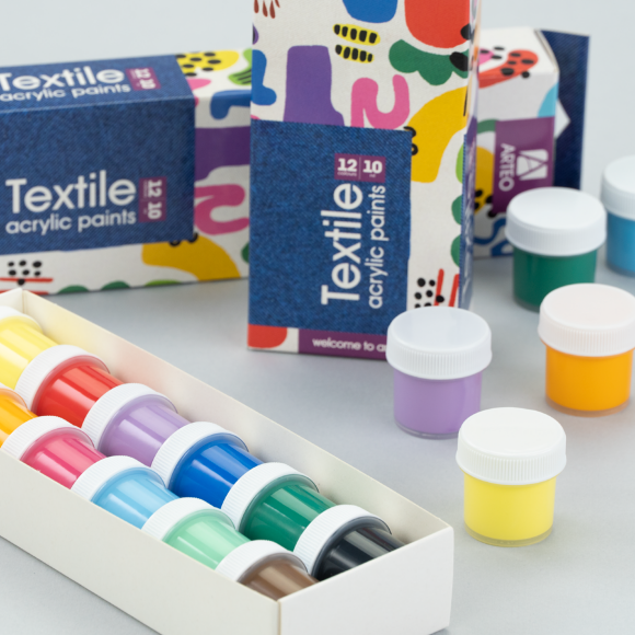 Набор акриловых красок для росписи тканей Colors 12×10мл Arteo