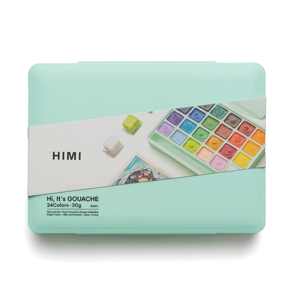 Набор гуашевых красок Jelly Cup 24×30мл зеленый пластиковый пенал HIMI