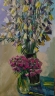 Painting Campanula and Dianthus, artist Nina Lytvyn