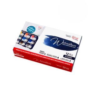 Набор акварельных красок CLASSIC металлический пенал Бирюза 12цв. х 2,5мл кювета ROSA Gallery