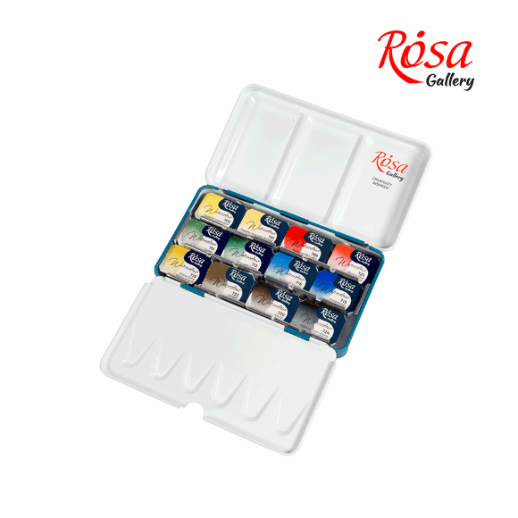 Набор акварельных красок CLASSIC металлический пенал Бирюза 12цв. х 2,5мл кювета ROSA Gallery