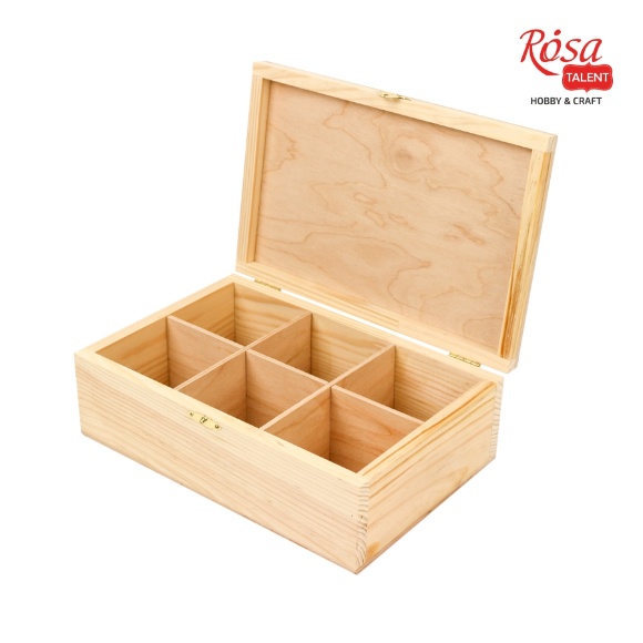 Ящик деревянный с замком 6 секции 24х16х8см ROSA TALENT