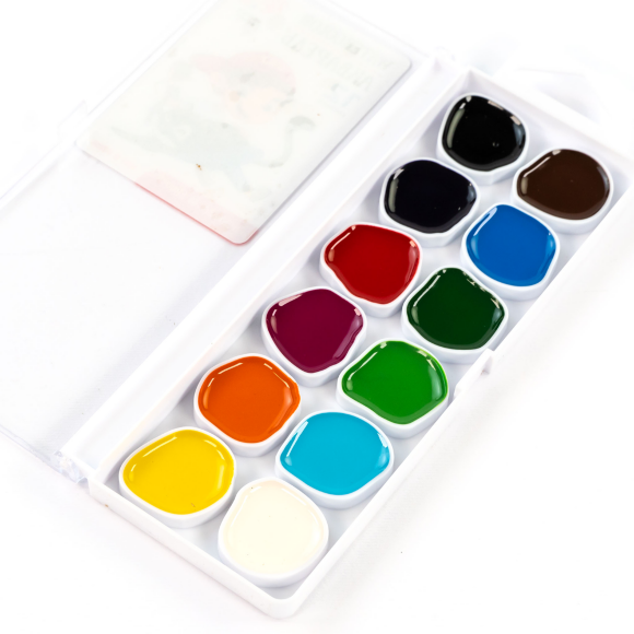 Набор акварельных красок Cats with a Boy 12 цв. б/кисти ROSA Kids