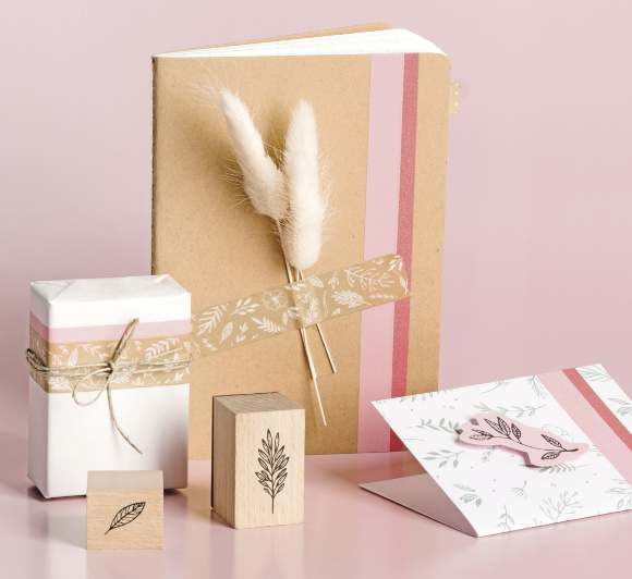 Бумага с рисунком "Листки", 21*29,7см, Белая, 240г/м2, Heyda