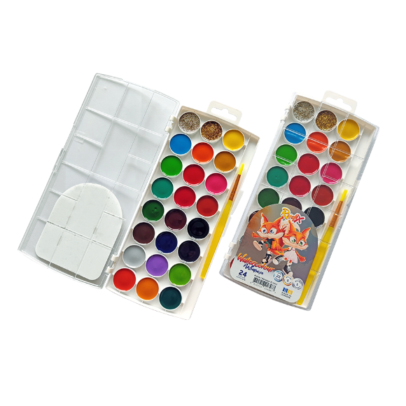 Набор акварельных красок 24 цв. с кисточкой Rudix Набор акварельных красок 24 цв. с кисточкой Rudix