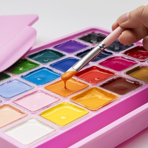 Набор гуашевых красок Jelly Cup 24×30 мл розовый пластиковый пенал HIMI