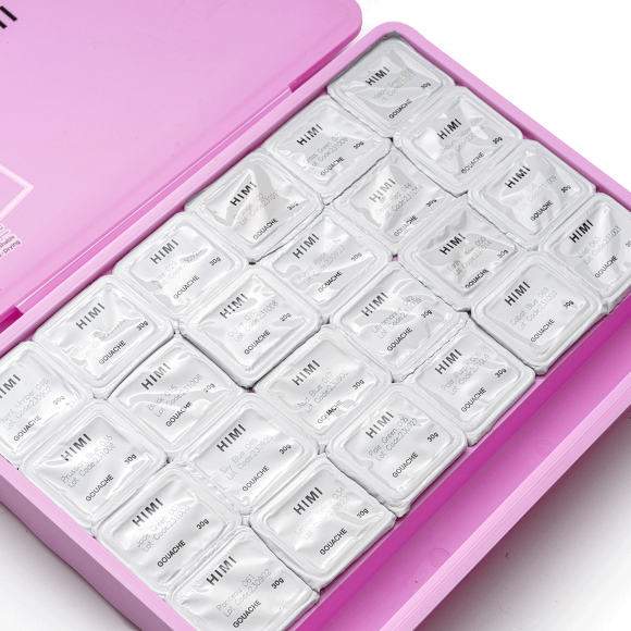 Набор гуашевых красок Jelly Cup 24×30 мл розовый пластиковый пенал HIMI