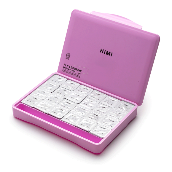 Набор гуашевых красок Jelly Cup 24×30 мл розовый пластиковый пенал HIMI