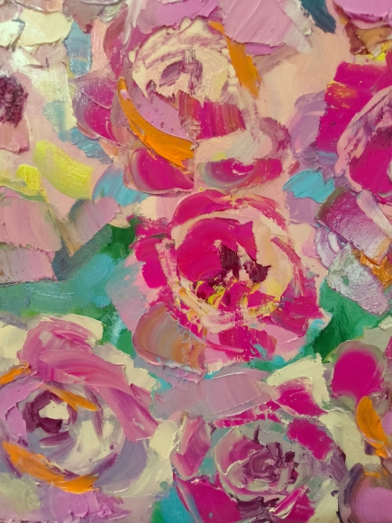 Painting Peonies 5, artist Nina Lytvyn