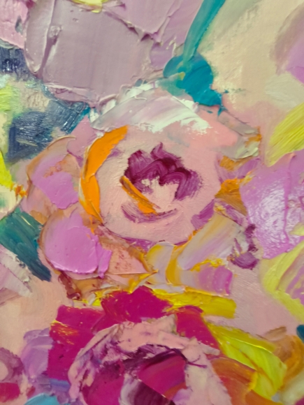 Painting Peonies 5, artist Nina Lytvyn