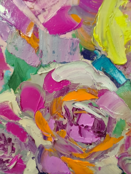 Painting Peonies 5, artist Nina Lytvyn