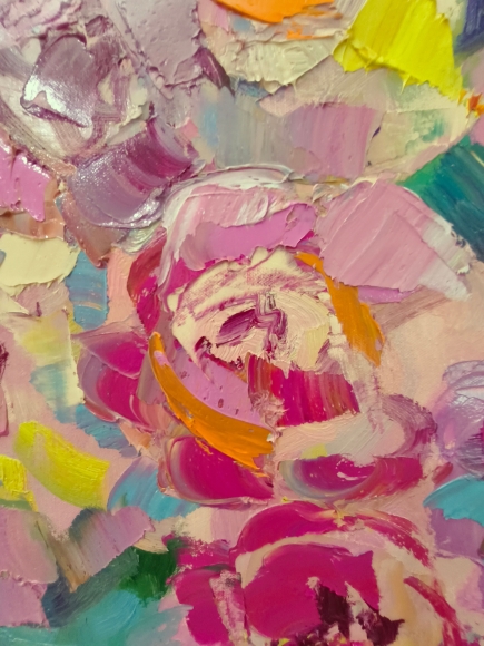 Painting Peonies 5, artist Nina Lytvyn