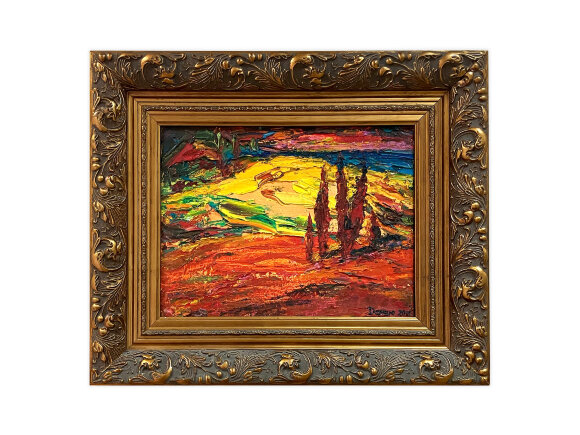 Painting Evening landscape, artist Mykhailo Demtsiu Painting Evening landscape, artist Mykhailo Demtsiu