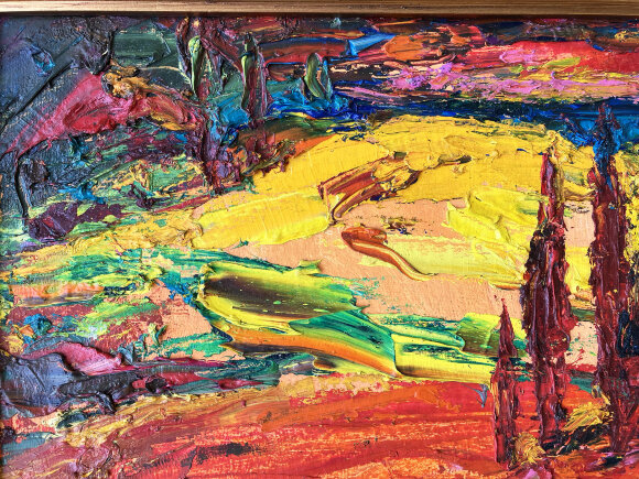Painting Evening landscape, artist Mykhailo Demtsiu Painting Evening landscape, artist Mykhailo Demtsiu
