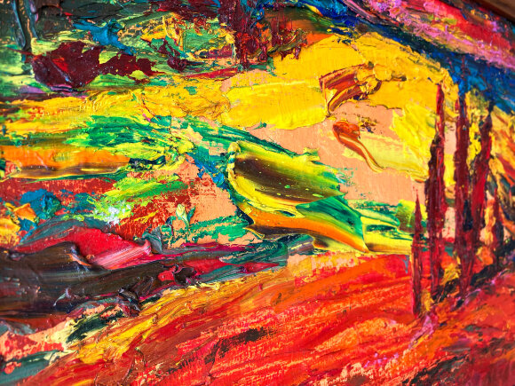 Painting Evening landscape, artist Mykhailo Demtsiu Painting Evening landscape, artist Mykhailo Demtsiu