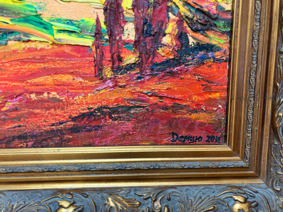 Painting Evening landscape, artist Mykhailo Demtsiu Painting Evening landscape, artist Mykhailo Demtsiu