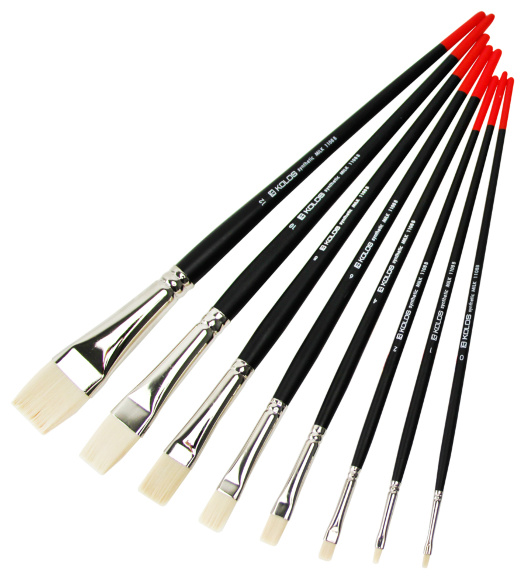 Кисть синтетика плоская Milk 1108B №1 длинная ручка KOLOS