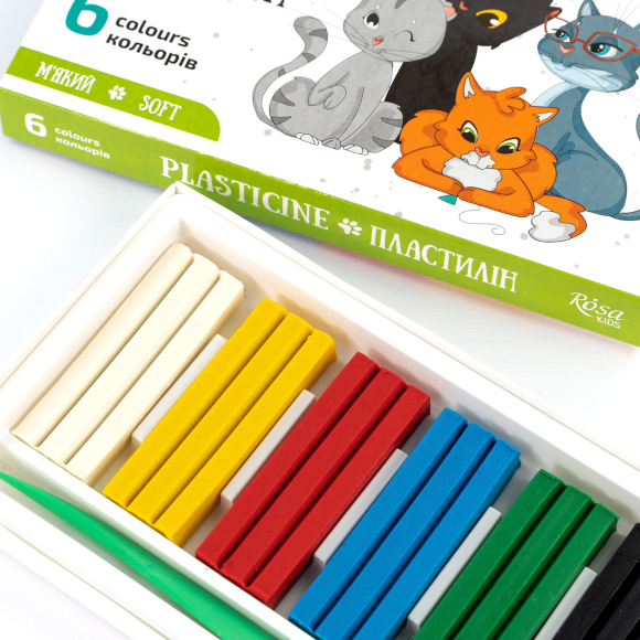 Набор пластилина Cats со стеком 6×96г ROSA Kids
