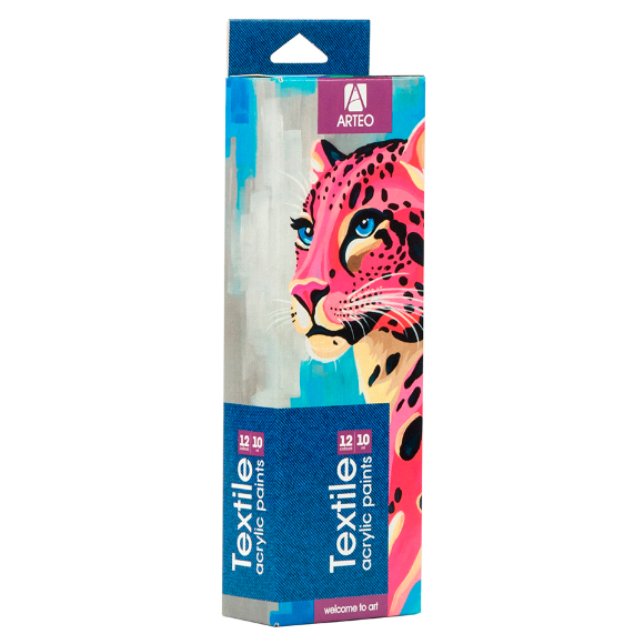 Набор акриловых красок для росписи тканей Animal 12×10мл Arteo