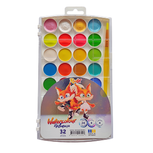 Набор акварельных красок 32 цв. с кистью Rudix